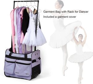 Échantillon gratuit Costume rose personnalisé chariot roulant chaussure de danse de ballet sac polochon avec porte-vêtements tige bagages sacs de voyage - Product Image 3
