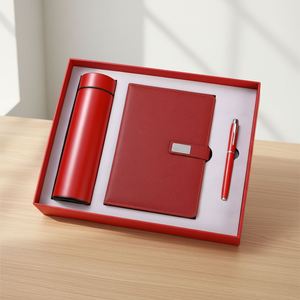 Set de Regalo de Cuaderno y Bolígrafo de Cuero, Cuaderno de Negocios de Lujo, Set de Regalo Promocional con Botella de Agua - Product Image 1