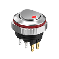 LANBOO Interrupteur à bascule rond 16mm 2NO/2NO2NC Bouton chromé de verrouillage 7A Courant 5-24V/220V Convient à divers modèles de voitures avec LED