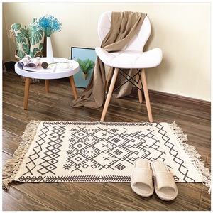 Haute qualité rayé motif coton lin gland tapis tapis lavable en Machine tapis personnalisés pour salon <span class=keywords><strong>Table</strong></span> basse - Product Image 6