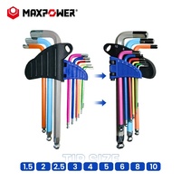 Set Kunci Hex Bola Ujung Bintang Metrik Ekstra Panjang Maxpower Custom Berlapis Warna