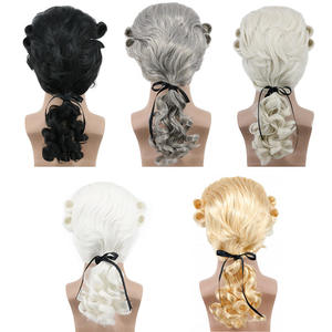 Abogado juez barroco Cosplay peluca rizada gris blanco negro hombres disfraz <span class=keywords><strong>pelucas</strong></span> Deluxe histórico largo sintético peluca para Halloween - Product Image 5