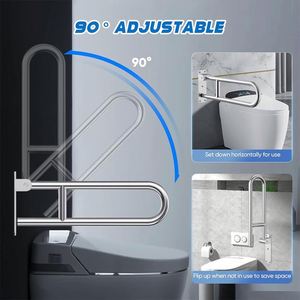 Bathroom Stainless Steel Screw-in Drop Down Flip-Up Bathtub Shower Handicap Safety Grab Bar Rails for Elderly Seniors - Product Image 2