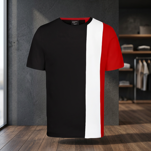Maillot uni vierge personnalisé en gros, 100 % coton teint, écologique, 220 g, bicolore, à manches courtes, col rond, coupe classique - Product Image 3