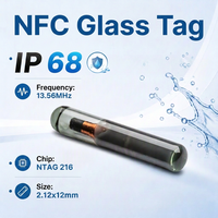 Microchip programmable 13,56 MHz ISO14443-A, étiquette RFID en verre étanche 2,12*12 mm, lecture par téléphone mobile NFC, 924 octets NTAG216