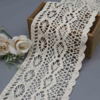 Dentelle en coton vintage en gros, bordure large en crochet écologique, macramé pour chemins de table et ourlets de rideaux