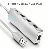 Hub USB 2.0 5-en-1 en gros, répartiteur de données 4 ports avec port d'alimentation Type-C, extension USB pour ordinateur portable, PC portable