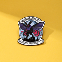 Pin Enamel Grosir Kustom OEM ODM Personalisasi Bros Mothman Cryptid Pin Kerah Gotik Misteri Vintage Langsung dari Pabrik