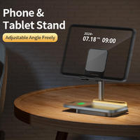 Chargeur de téléphone portable USB rapide réglable 4-en-1, support de bureau avec veilleuse, support de chargeur sans fil, 2 chargeurs USB de type C
