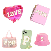 Patchs brodés personnalisables à thermocoller, de différentes formes, en sequins, chenille et jersey, pour vêtements, numéros et lettres