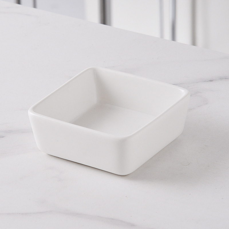Small square dish, white