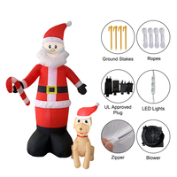 Père Noël gonflable de 6 pieds avec chien et canne à sucre, éclairage LED, décoration de jardin extérieure