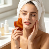 Planche de massage Gua Sha en agate rouge naturelle en forme de cœur pour le visage et le corps, outil de soin de la peau, lifting facial, raffermissement de la peau