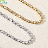 Collier chaîne tennis 4 mm à sertissage clos, pavé de zircone cubique étincelante, bijoux de luxe élégants pour femmes, fournisseur en gros