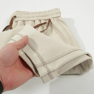 Shorts de algodão vintage lavado para homens casuais, roupa vintage personalizada para corrida e academia com cordão