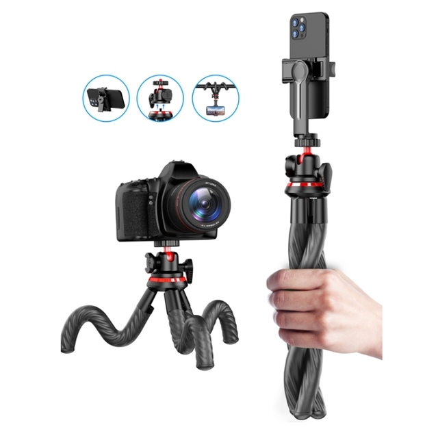 Portable Adjustable Octopus Camera Tripod with 360-degree Adjustable Ball Head Selfie Stick