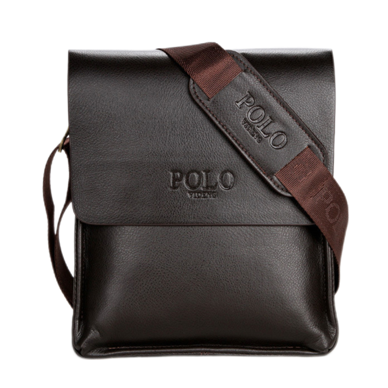 Bolso de hombro con tapa de cuero PU para hombre, maletín pequeño estilo POLO de negocios, informal, a la moda, resistente al agua