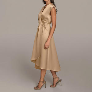 Abito in Raso Monocolore Senza Maniche Stile Socialite Elegante per Serate ed Eventi Nuziali, Nuova Collezione Estate 2026 - Product Image 4