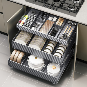 Hnoss thiết kế hiện đại mềm đóng nhôm trượt kéo ra ngăn kéo tổ chức tủ bếp kéo ra giỏ - Product Image 5