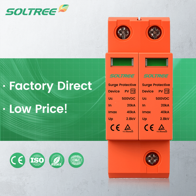Solar PV Surge Arrester Protector Surge Protective Device DC SPD 20KA 40KA 1P 2P 3P 4P T1 T2 500V 600V 800V 1000V 1500V