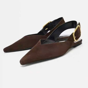 New Arrival Women's Pointed-Toe Casual <b>Sandals</b> Velvet Soft-Sole Ankle Strap Quality Daily Ladies Flat Heel <b>Sandals</b> - Product Image 3