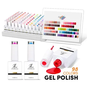 JTING vendeur d'ongles livre de couleurs gratuit 98 couleurs ensemble de vernis à ongles uv avec emballage de boîte gratuit bouteilles de vernis à gel de marque privée OEM