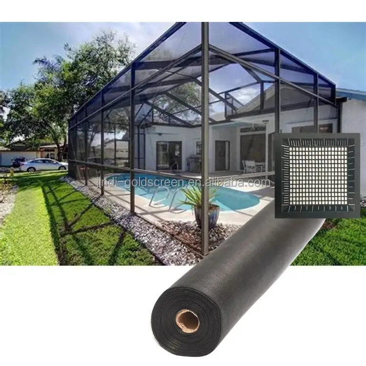 JINDI home delivery 48inx100 ft roll 18x14 mesh black / charcoal pool patio screen for enclosure