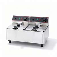 Friteuse électrique double cylindre de qualité commerciale 6L+6L, en acier inoxydable, puissance double 2,5KW pour la restauration rapide