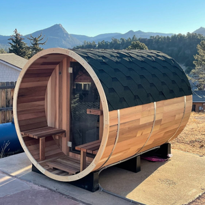 Buiten sauna van houten vat, rode ceder en hemlock hout, elektrische kachel, voor 2 personen - Product Image 1
