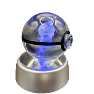 Venta al por Mayor de Fábrica, Nuevo Diseño, Bola de Cristal K9 de Pokémon, Bola de Cristal Transparente de 50 mm, Decoración para el Hogar con Base LED - Product Image 5