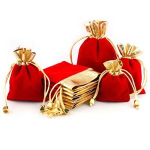Red Gold Velvet <b>Bags</b> Pouches Drawstring Jewelry Packing <b>Bags</b> <b>Christmas</b> Candy Wedding <b>Gift</b> <b>Bags</b> - Product Image 4