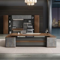 Bureau de direction moderne de luxe haut de gamme, écologique, pour usage commercial et domestique, avec panneau en bois extensible, facile à assembler (ML)