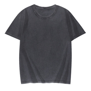 T-shirt Unisex <span class=keywords><strong>a</strong></span> tracolla Vintage sdissolvenza <span class=keywords><strong>a</strong></span> mezza manica oversize da uomo con lavaggio in bianco con acido e magliette Vintage oversize - Product Image 4
