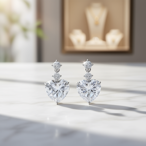 Orecchini Pendenti a Cuore Giallo E3675 in Argento 925 con Cristalli, Gioielli Romantici da Donna per Matrimonio - Product Image 2