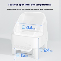 Bac à litière pour chat automatique intelligent et écologique, design ouvert, contrôle par application, double capteur de sécurité, autonettoyant, facile à nettoyer