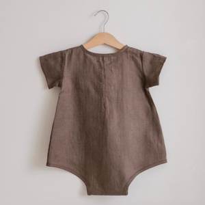 Combinaison pour bébé nouveau-né respirante unisexe à manches courtes en coton 100% lin pour l'été, vêtements pour bébé de 0 à 3 mois - Product Image 4