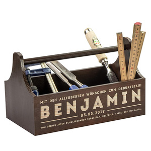 Boîte de rangement en bois, boîte à outils portable, organisateur de bureau multifonctionnel avec logo, boîte cadeau personnalisée - Product Image 4