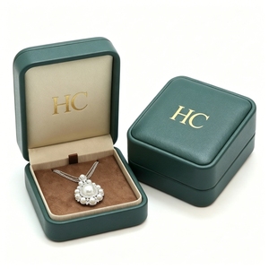 Boîte à collier classique de luxe en cuir PU à charnière, présentoir à bijoux avec insert en velours, logo personnalisé pour marques de boutiques, commande en gros - Product Image 5