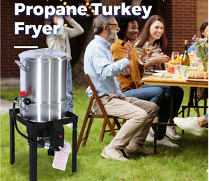 หม้อทอ<span class=keywords><strong>ด</strong></span>ไก่งวงและอาหารทะเลกลางแจ้งขนาด 30 ควอร์ต 50,000 บีทียู พร้อมตะกร้าแบบมีรู  เหมาะสำหรับไก่งวงวันขอบคุณพระเจ้าและกุ้งเครย์ฟิช - Product Image 1