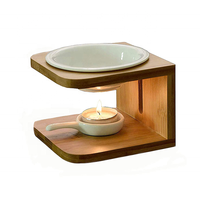 11*11*11.5cm parfum chauffe-plat essentiel en céramique bambou brûleur à huile essentielle cire fondre bougeoir aromathérapie diffuseur d'huile
