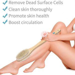 Cepillo de Baño Exfoliante de Doble Cara con Mango Largo de Madera, Cerdas Suaves y Rígidas para Limpieza Corporal, Venta al Por Mayor de Fábrica - Product Image 5