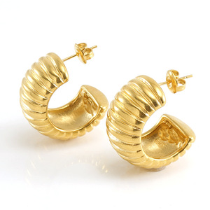 ZOGXIN Gold U-Shaped Huggie Earrings Geometric Design For Women Party Fashion Jewelry - Product Image 5
