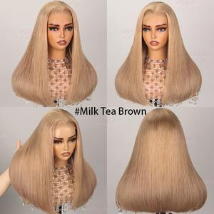 Pelucas con cierre de encaje súper doble de 18 pulgadas lujosa Peluca de cabello humano recto de seda HD 6X5 sin pegamento en rojo vino 99j - Product Image 4