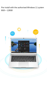 2022 nouvelle arrivée en gros OEM argent 14.1 pouces Ordinateurs Portables ordinateur pc 8GB + 128GB Portable <span class=keywords><strong>Window11</strong></span> ordinateurs portables - Product Image 4
