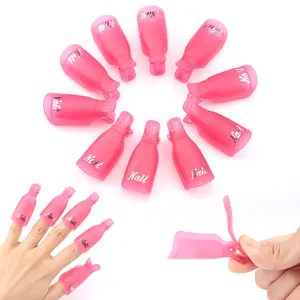 Disposable Nail Art Soak Off Cap Clip UV Gel Polish Degreaser Removal Pink Finger Wraps Plastic Cleaner Manicure Remover Tool