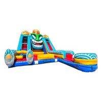 Tobogán Acuático Inflable de 20 pies, Modelo Kona Falls Lagoon, de Una Sola Vía, para Uso Comercial, Material de PVC