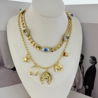 Collier tendance plaqué or avec chaîne colorée, perles dorées, breloques étoile, cheval, tasse, collier pour femmes, cadeau de fête, bijoux
