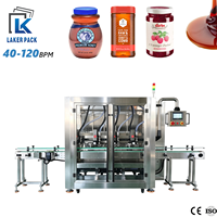 Machine de remplissage automatique à 4 têtes avec suivi servo pour confiture, pâte de fruits et pâte de fraises en bouteille