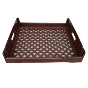 Hoge Kwaliteit Food Grade Stapelbare Geventileerde Mesh Plastic Kratten Voor Brood Bakkerij Trays