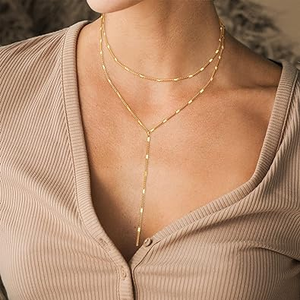 <span class=keywords><strong>Foxgirl</strong></span> Lariat chaîne en or Dainty pendentif en forme de Y collier Long collier pour femmes filles cadeau - Product Image 5
